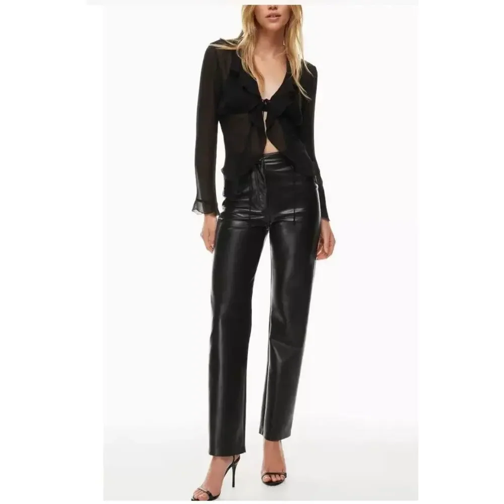 Aritzia Wilfred The Melina Black Faux Leather Pants Womens Size 4 - Picture 3 of 12